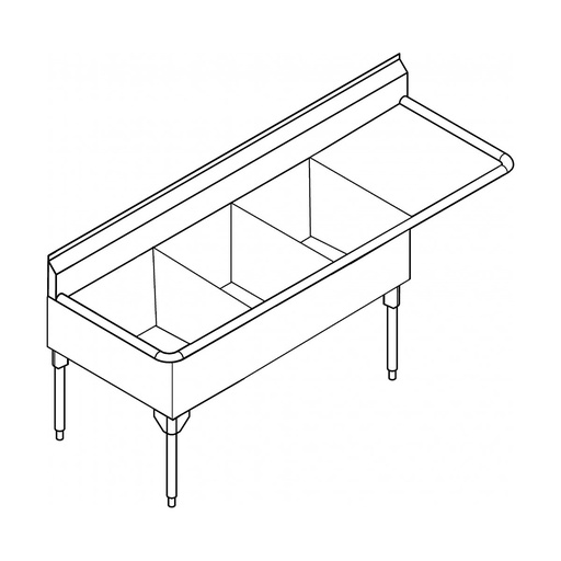[FRA-STL2454R-1] Franke STL2454R-1 Service Series 14 Gauge Triple Sink