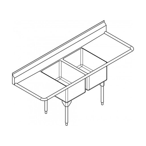[FRA-RDL2448LR-1-2] Franke RDL2448LR-1-2 Restaurant Series 16 Gauge Double Sink