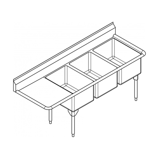 [FRA-RTL2454L-1-2] Franke RTL2454L-1-2 Restaurant Series 16 Gauge Triple Sink