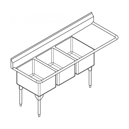 [FRA-RTL2472R-1] Franke RTL2472R-1 Restaurant Series 16 Gauge Triple Sink