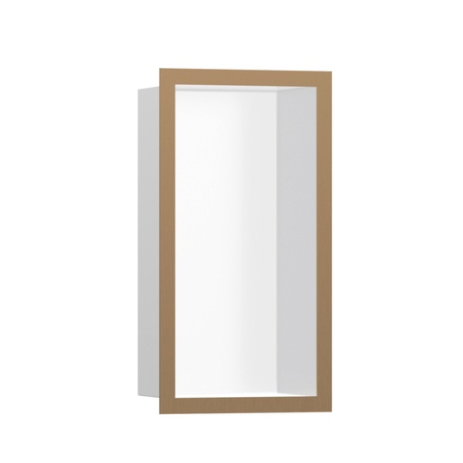 [HAN-56096140] Hansgrohe 56096140 Xtrastoris Individual Wall Niche Matte White With Design Frame Brushed Bronze