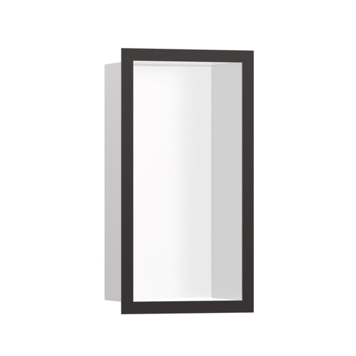 [HAN-56096340] Hansgrohe 56096340 Xtrastoris Individual Wall Niche Matte White With Design Frame Brushed Black Chrome