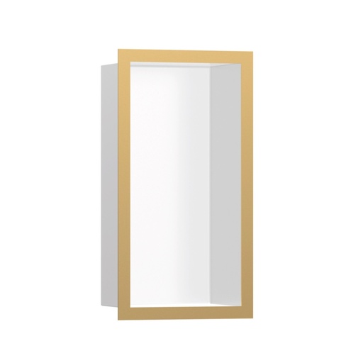 [HAN-56096990] Hansgrohe 56096990 Xtrastoris Individual Wall Niche Matte White With Design Frame Polished Gold Optic