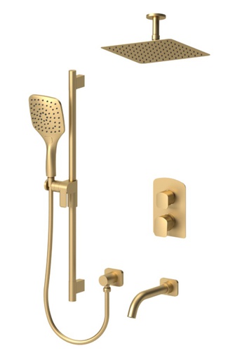 [TEN-DET33-511315-BG] Tenzo DET33-511315-BG Delano T-Box Kit 3 Functions Thermo Brushed Gold Finish