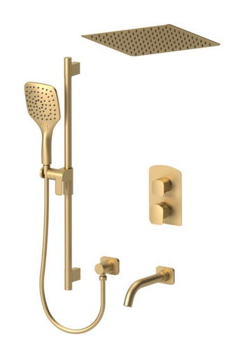 [TEN-DET33-511655-BG] Tenzo DET33-511655-BG Delano T-Box Kit 3 Functions Thermo Brushed Gold Finish