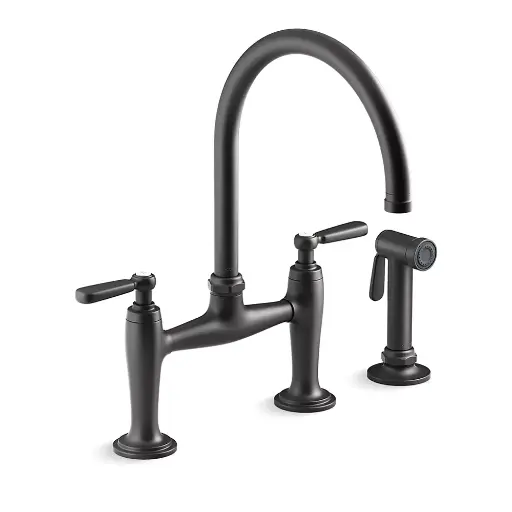[KOH-28356-BL] Kohler 28356-BL Edalyn Two Hole Bridge Kitchen Sink Faucet Matte Black