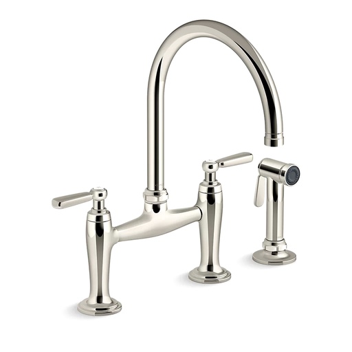 [KOH-28356-SN] Kohler 28356-SN Edalyn Two Hole Bridge Kitchen Sink Faucet Vibrant Polished Nickel