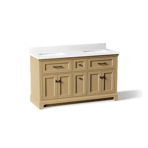 [KOH-29263-BD1-WEK] Kohler 29263-BD1-WEK Charlemont 60" Vanity With Sinks And Quartz Top Light Oak