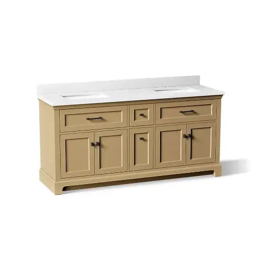 [KOH-29264-BD1-WEK] Kohler 29264-BD1-WEK Charlemont 72" Vanity With Sinks And Quartz Top Light Oak