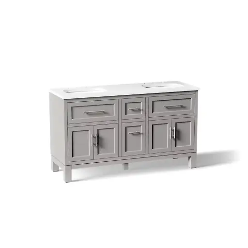 [KOH-31246-ASB-1WT] Kohler 31246-ASB-1WT Quo 60" Bathroom Vanity Cabinet With Sink Mohair Grey
