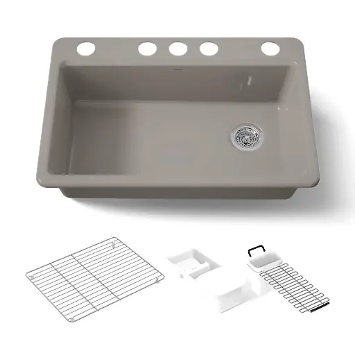 [KOH-5871-5UA3-TRF] Kohler 5871-5UA3-TRF Riverby 33" Undermount Workstation Kitchen Sink Truffle