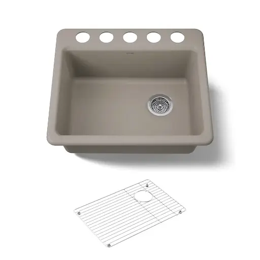 [KOH-5872-5UA1-TRF] Kohler 5872-5UA1-TRF Riverby 25" Undermount Single Bowl Kitchen Sink Truffle