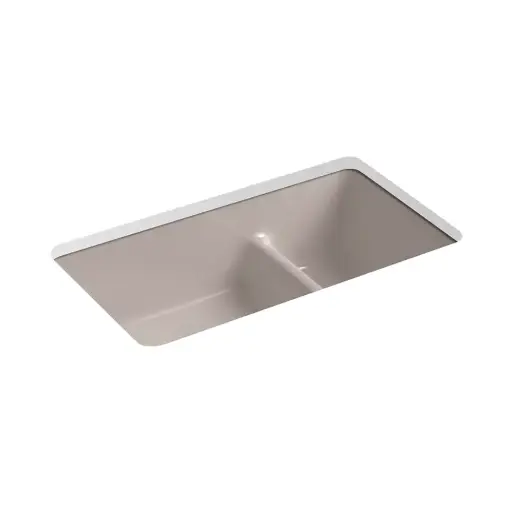 [KOH-6625-TRF] Kohler 6625-TRF Iron Tones 33" Undermount Double Bowl Kitchen Sink Truffle
