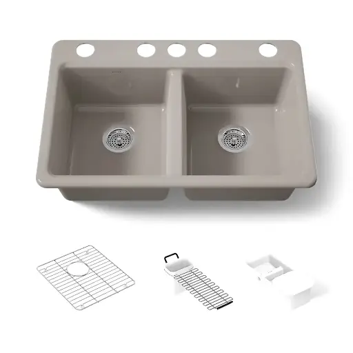 [KOH-8679-5UA3-TRF] Kohler 8679-5UA3-TRF Riverby 33" Undermount Workstation Kitchen Sink Truffle