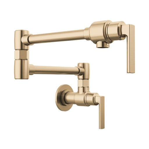 [BRI-62806LF-GL-L] Brizo 62806LF-GL-L Kintsu Wall Mount Pot Filler with Lever Handle Lumicoat Luxe Gold