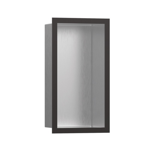 [HAN-56094340] Hansgrohe 56094340 Wall Niche Brushed Stainless Steel With Design Frame Brushed Black Chrome
