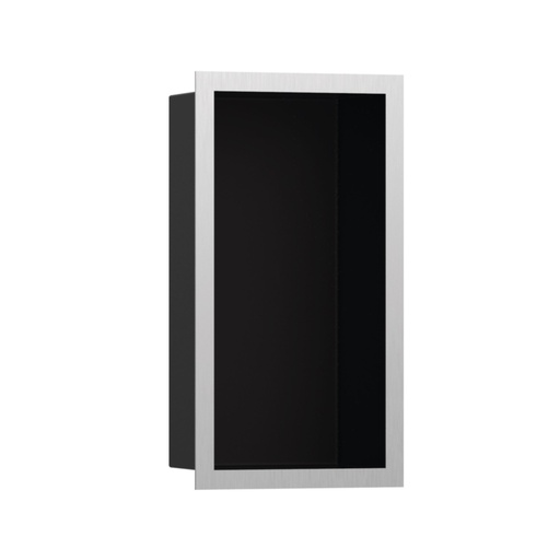 [HAN-56095800] Hansgrohe 56095800 Xtrastoris Individual Wall Niche Matte Black With Design Frame Brushed Stainless Steel