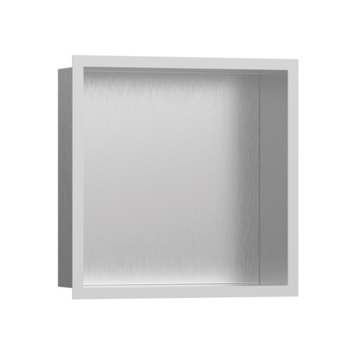 [HAN-56097700] Hansgrohe 56097700 Wall Niche Brushed Stainless Steel With Design Frame Matte White