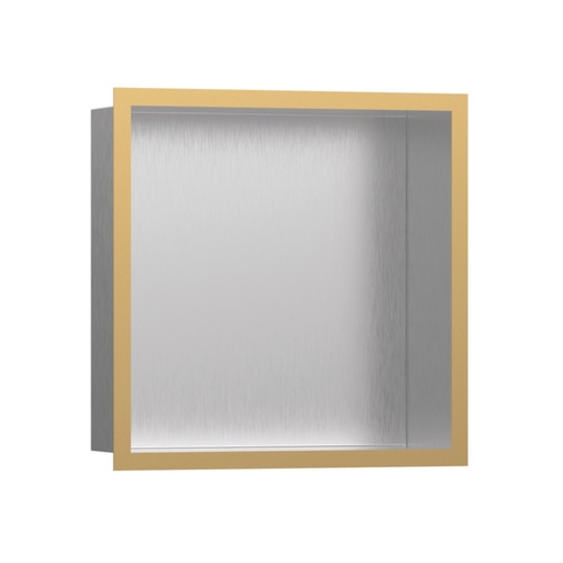 [HAN-56097990] Hansgrohe 56097990 Wall Niche Brushed Stainless Steel With Design Frame Polished Gold Optic