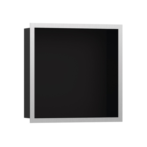 [HAN-56098800] Hansgrohe 56098800 Wall Niche Matte Black With Design Frame Brushed Stainless Steel