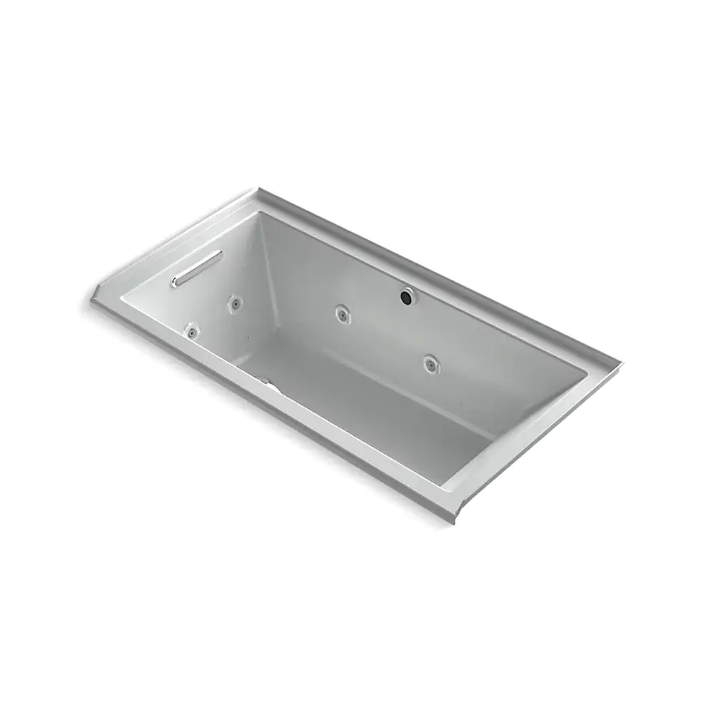 [KOH-1167-XHGHR-95] Kohler 1167-XHGHR-95 Underscore 60" x 30" Alcove Heated Bubble Massage Whirlpool Right Drain Ice Grey