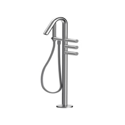 [TRE-6084_01] Treemme 6084 Floor Mount Tub Filler Two Handles No Rough Stainless