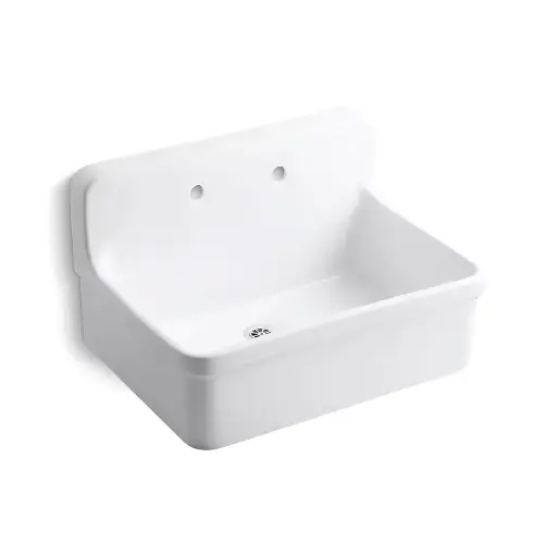 [KOH-12787-0] Kohler 12787-0 Gilford 30" x 22" Bracket Mount Plaster Sink 8" Widespread Faucet Holes White