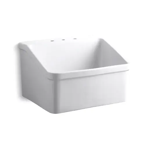 [KOH-12794-0] Kohler 12794-0 Hollister 28" x 22" Bracket Mount Utility Sink 8" Widespread Faucet Holes White