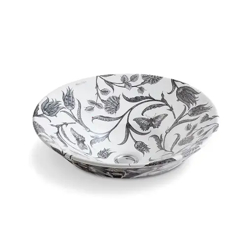 [KOH-14223-BT-0] Kohler 14223-BT-0 Botanical Study Vessels Conical 16-1/4" Round Vessel Bathroom Sink Botanical Study