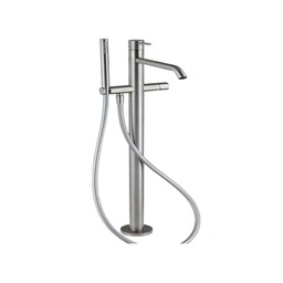 [TRE-1303_01] Treemme 1303 Floor Mount Tub Filler With Hand Shower No Rough Stainless