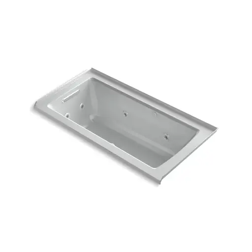 [KOH-1947-XHGHL-95] Kohler 1947-XHGHL-95 Archer 60" x 30" Alcove Heated Bubble Massage Air Bath Whirlpool Left Drain Ice Grey
