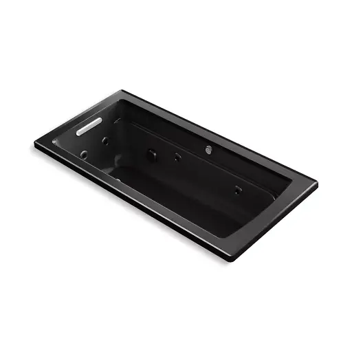 [KOH-1949-XHGH-7] Kohler 1949-XHGH-7 Archer 66" x 32" Drop-in Heated Bubble Massage Air Bath Whirlpool Black