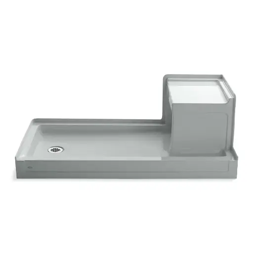 [KOH-1977-95] Kohler 1977-95 Tresham 60" x 32" Alcove Shower Base Left Drain Ice Grey