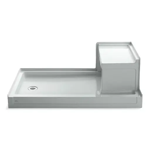 [KOH-1979-95] Kohler 1979-95 Tresham 60" x 36" Alcove Shower Base Left Drain Ice Grey
