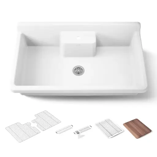 [KOH-21103-1HP5-0] Kohler 21103-1HP5-0 Farmstead 45" Single Bowl Workstation Farmhouse Sink White