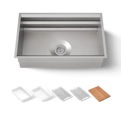[KOH-23651-NA] Kohler 23651-NA Prolific 29" Undermount Single Bowl Workstation Kitchen Sink Stainless Steel