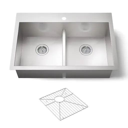 [KOH-3838-1-NA] Kohler 3838-1-NA Vault Smart Divide 33 x 22 Undermount Double Kitchen Sink