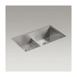 [KOH-3838-3-NA] Kohler K3838 Vault 33 x 22 Smart Divide Double Equal Kitchen Sink 3 Faucet Holes