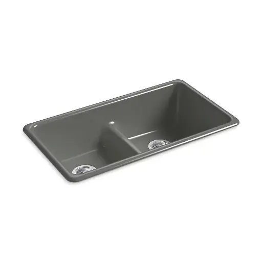 [KOH-5312-58] Kohler 5312-58 Iron Tones 33 Double Bowl Kitchen Sink Thunder Grey