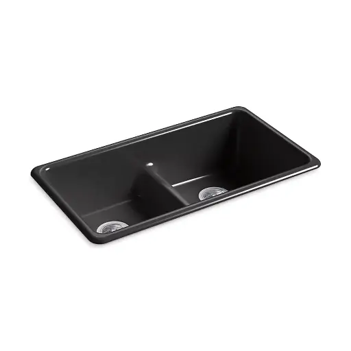 [KOH-5312-7] Kohler 5312-7 Iron Tones 33 Double Bowl Kitchen Sink Black