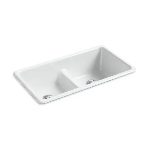 [KOH-5312-95] Kohler 5312-95 Iron Tones 33 Double Bowl Kitchen Sink Ice Grey