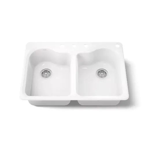 [KOH-5818-4-0] Kohler 5818-4-0 Hartland 33" Top Mount Double Bowl Kitchen Sink White