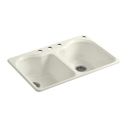 [KOH-5818-4-96] Kohler 5818-4-96 Hartland 33 X 22 X 9-5/8 Top-Mount Double-Equal Kitchen Sink With 4 Faucet Holes