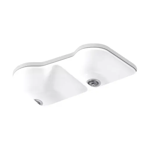 [KOH-5818-5U-0] Kohler 5818-5U-0 Hartland 33" Undermount Double Bowl Kitchen Sink White