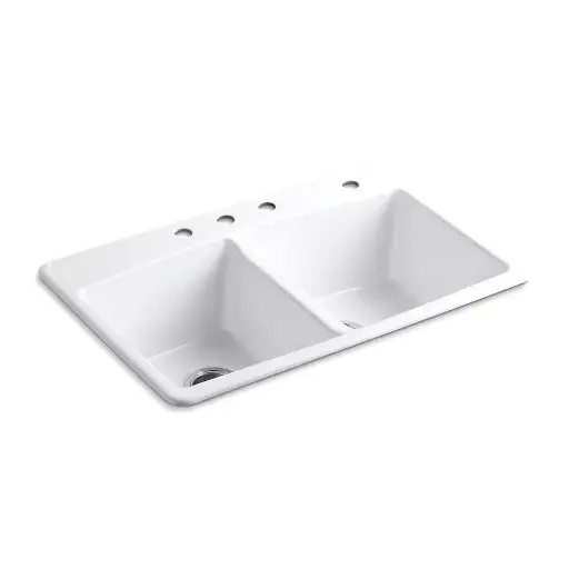 [KOH-5846-4-0] Kohler 5846-4-0 Brookfield 33" Top Mount Double Bowl Kitchen Sink White