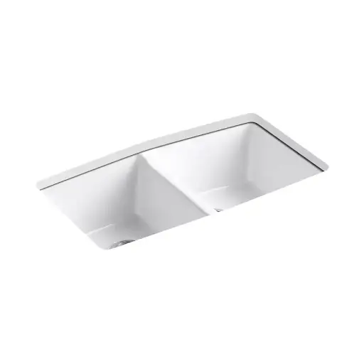 [KOH-5846-5U-0] Kohler 5846-5U-0 Brookfield 33" Undermount Double Bowl Kitchen Sink White