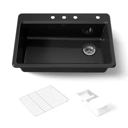 [KOH-5871-4A2-7] Kohler 5871-4A2-7 Riverby 33" Top Mount Workstation Kitchen Sink Black