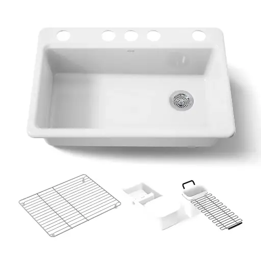 [KOH-5871-5UA3-0] Kohler 5871-5UA3-0 Riverby 33" Undermount Workstation Kitchen Sink White