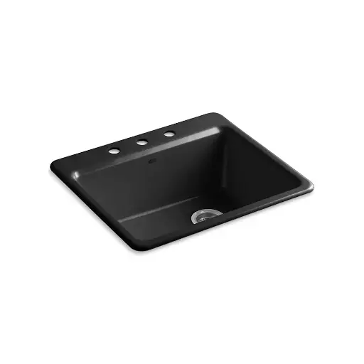 [KOH-5872-3A1-7] Kohler 5872-3A1-7 Riverby 25" Top Mount Single Bowl Kitchen Sink Black
