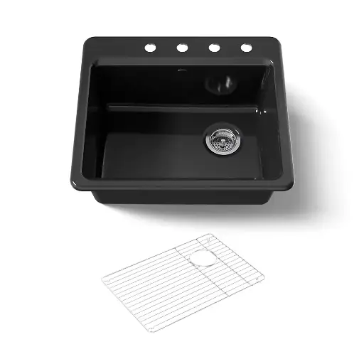 [KOH-5872-4A1-7] Kohler 5872-4A1-7 Riverby 25" Top Mount Single Bowl Kitchen Sink Black